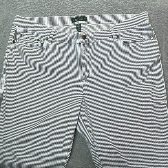 Ralph Lauren Jeans Plus Size Womens 20 Blue White Striped Denim Preppy Old Money - Picture 2 of 12